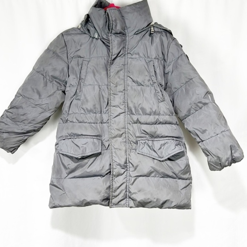 IL Gufo Girls Hooded Down Coat Silver Gray 4T